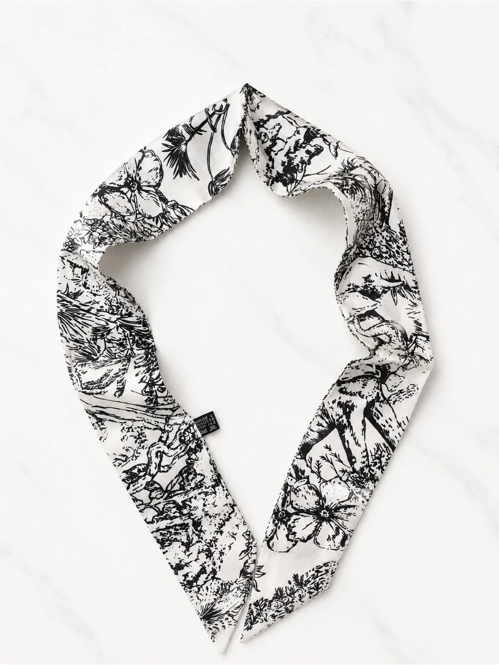 Black & White Toile Print Twilly Scarf / Headband